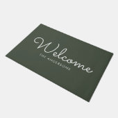 Olive Green Fancy script "Welkom" op maat Deurmat (Schuin)