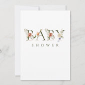 Olive Green Floral Botanical Letter Baby shower Kaart (Achterkant)