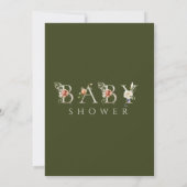 Olive Green Floral Botanical Letter Baby shower Kaart (Achterkant)