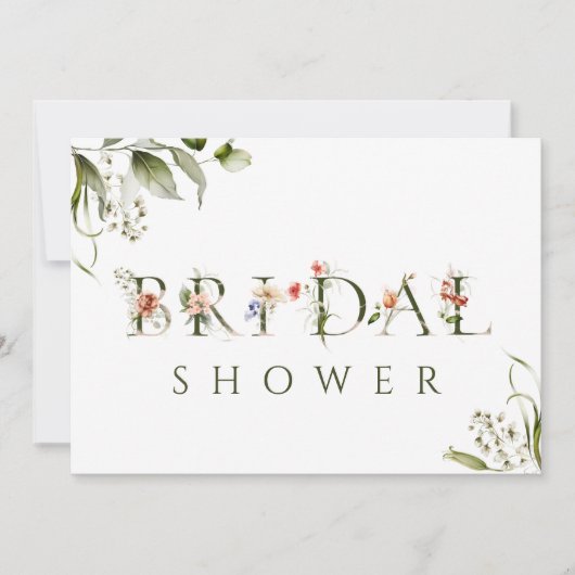 Olive Green Floral Botanical Letter Vrijgezellenfe Kaart (Voorkant)