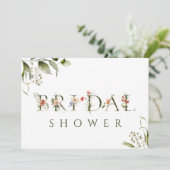 Olive Green Floral Botanical Letter Vrijgezellenfe Kaart (Staand voorkant)