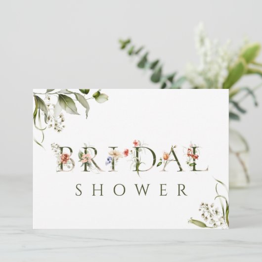 Olive Green Floral Botanical Letter Vrijgezellenfe Kaart (Staand voorkant)