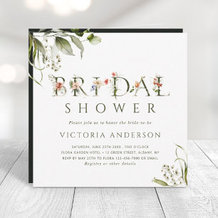 Olive Green Floral Botanical Letter Vrijgezellenfe Kaart