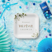 Olive Green Floral Botanical Letter Vrijgezellenfe Papieren Bordje (Feest)