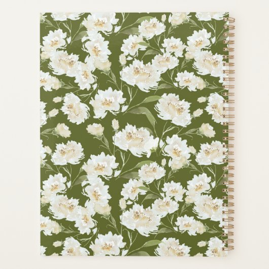Olive Green Floral Planner (Achterkant)
