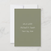 Olive Green Floral Save the Date Non Photo (Achterkant)