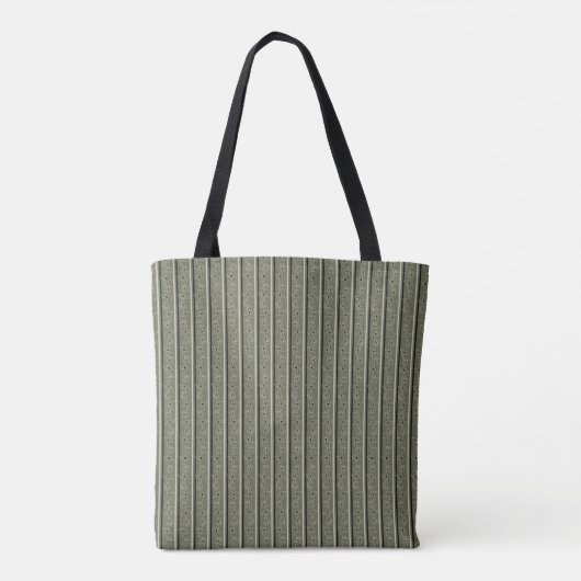 Olive Green Floral Stripe Canvas tas (Achterkant)