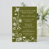 Olive Green Floral Swirl Bridal Shower Kaart (Staand voorkant)