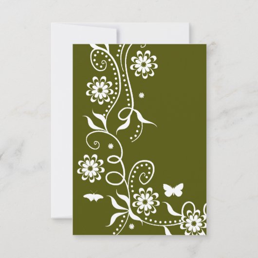 Olive Green Floral Swirl Bridal Shower Kaart (Achterkant)