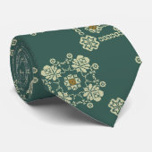 Olive Green Floral Tatreez Henna Thobe Jurk Stropdas (Opgerold)