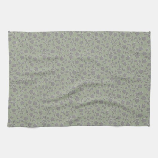 Olive Green Floral Theedoek (Horizontaal)