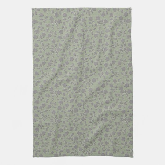 Olive Green Floral Theedoek (Verticaal)