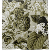 Olive Green  Floral Toile No.1 Douchegordijn (Voorkant)