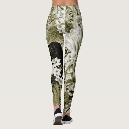 Olive Green  Floral Toile No.1 Leggings (Achterkant)