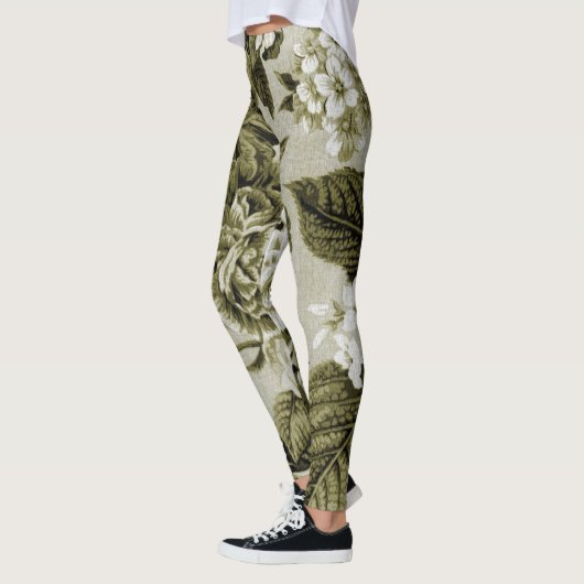Olive Green  Floral Toile No.1 Leggings (Links)