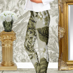 Olive Green  Floral Toile No.1 Leggings<br><div class="desc">Een olijfgroen botanisch  grootschalig patroon dat gedigitaliseerd en gekleurd is en op deze prestatie-leggings wordt geplaatst.</div>