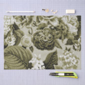 Olive Green Floral Toile No.1 Tissuepapier (Craft)