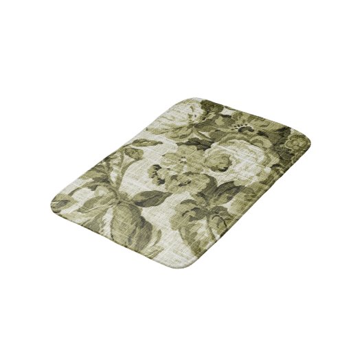 Olive Green Floral Toile No.4 Badmat (Gekanteld)