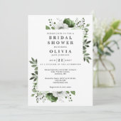 Olive Green Floral Vrijgezellenfeest Foto QR Code Kaart (Staand voorkant)