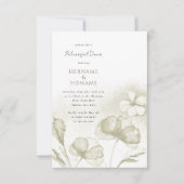 Olive Green Floral Waterverf repetitie diner Kaart (Voorkant)