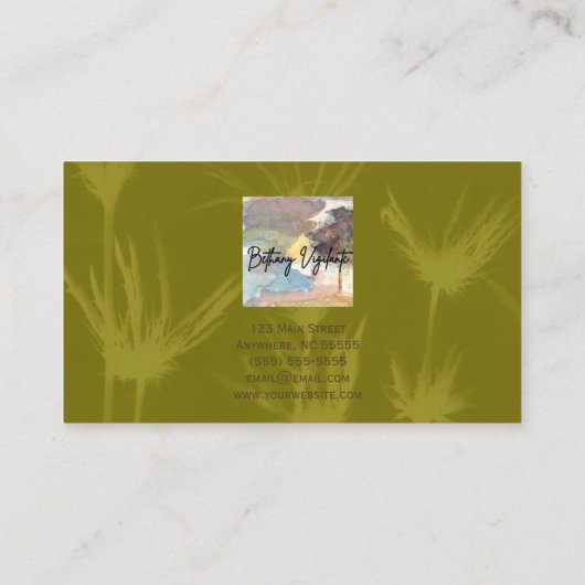 Olive Green Flower Visitekaartje (Achterkant)