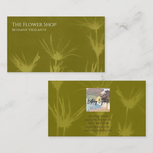 Olive Green Flower Visitekaartje (Voorkant / Achterkant)