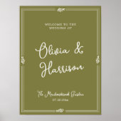 Olive Green Formal Wedding Welcome Sign Poster (Voorkant)