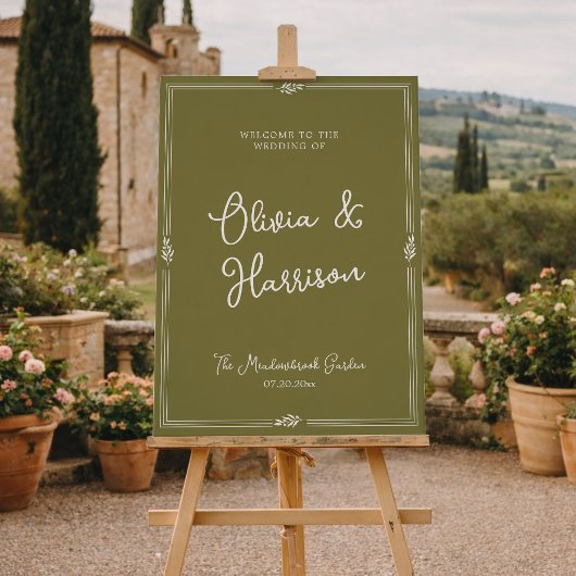 Olive Green Formal Wedding Welcome Sign Poster