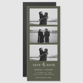 Olive Green Fotostrip Magnetische bruiloft