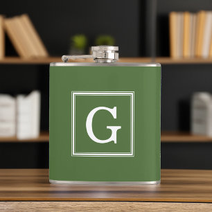 Olive Green Framed Monogram Heupfles