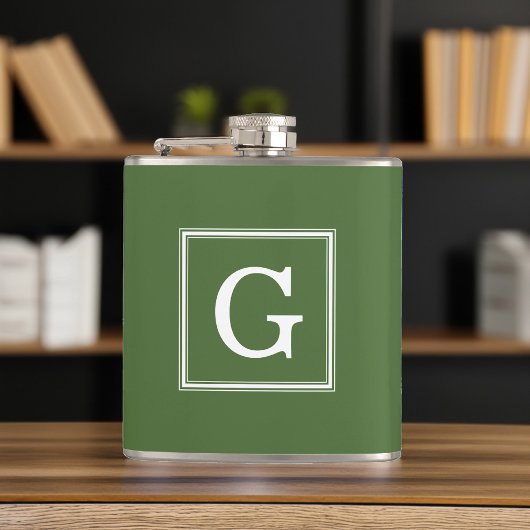 Olive Green Framed Monogram Heupfles