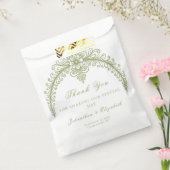 Olive Green French Flourish Arch Wedding Bedankzakje (Gezegeld)