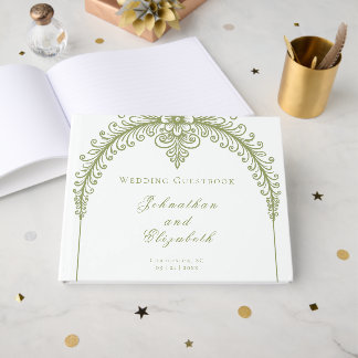 Olive Green French Flourish Arch Wedding Gastenboek