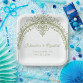 Olive Green French Flourish Arch Wedding Papieren Bordje (Feest)