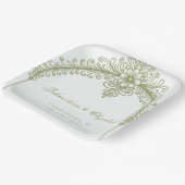 Olive Green French Flourish Arch Wedding Papieren Bordje (Gebogen)