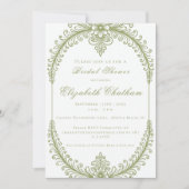 Olive Green French Flourish Frame Bridal Shower Kaart (Voorkant)