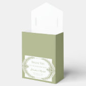 Olive Green French Flourish Frame Wedding Bedankdoosjes (Geopend)