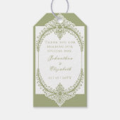 Olive Green French Flourish Frame Wedding Favor Cadeaulabel (Voorkant)
