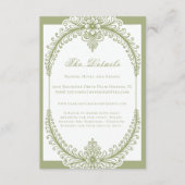 Olive Green French Flourish Frame Wedding Informatiekaartje (Voorkant)