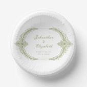 Olive Green French Flourish Frame Wedding Papieren Kommen (Voorkant)