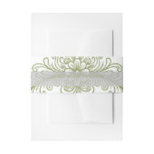 Olive Green French Flourish Wedding Uitnodigingen Wikkel (Voorkant Voorbeeld)