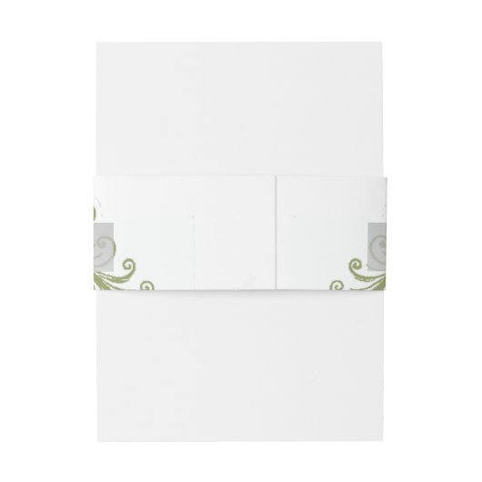 Olive Green French Flourish Wedding Uitnodigingen Wikkel (Achterkant Voorbeeld)
