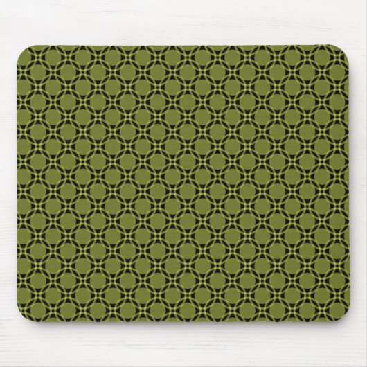 Olive Green Funky Circles Mousepad Muismat (Voorkant)