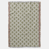 Olive Green Geometric Links Patroon Deken (Voorkant Verticaal)
