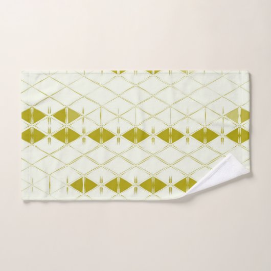 Olive Green Geometric Mid Century Modern Print Handdoek (Handdoek)