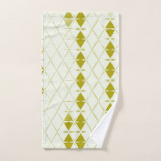 Olive Green Geometric Mid Century Modern Print Handdoek