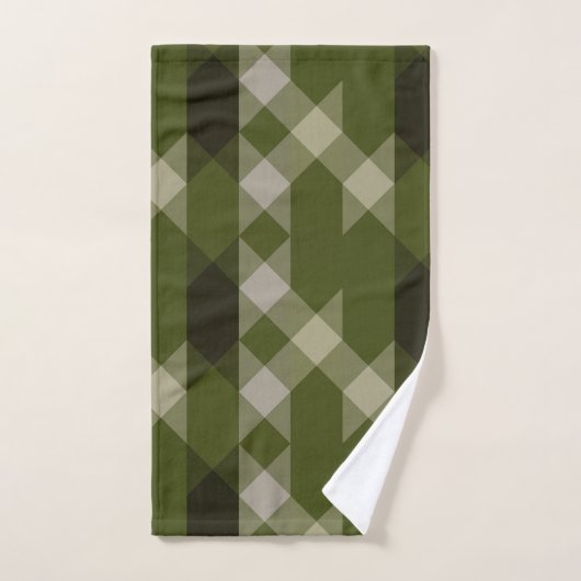olive green geometric pattern bad handdoek (Handdoek)