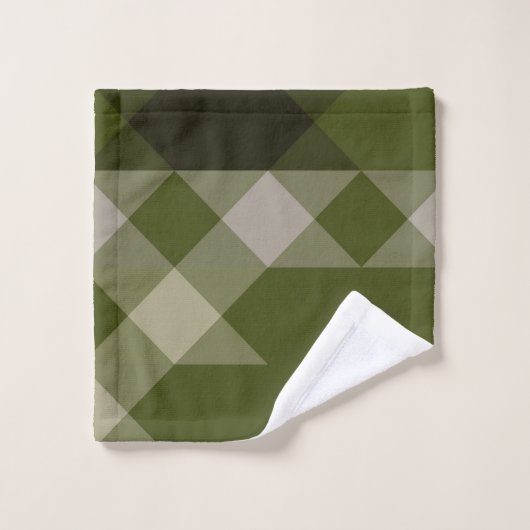 olive green geometric pattern bad handdoek (Wasdoekje)