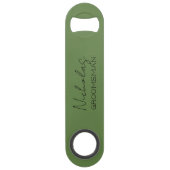 Olive Green Gepersonaliseerde Groomsman Speed Flessenopener (Voorkant)