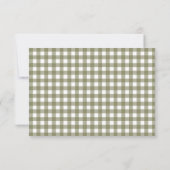 Olive Green Gingham Baby shower Bedankkaart (Achterkant)